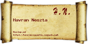 Havran Neszta névjegykártya